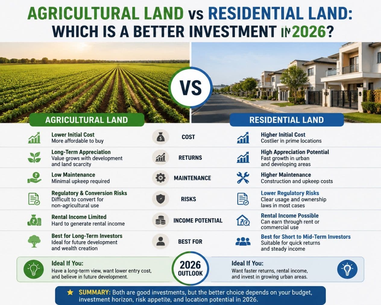 Agricultural Land vs Residential Land: Which Is a Better Investment in 2026?
